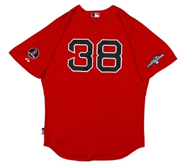 2013 Matt Thornton Game Worn Boston Red Sox Alternate Playoff Jersey With Boston Strong Patch (MLB Authenticated) 